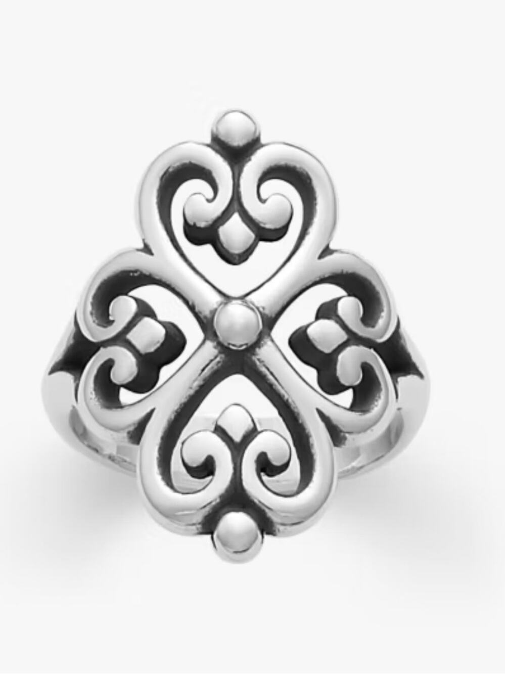 James Avery Adorned Hearts Ring 925 Sterling Silver Retired Wide Band Size 10